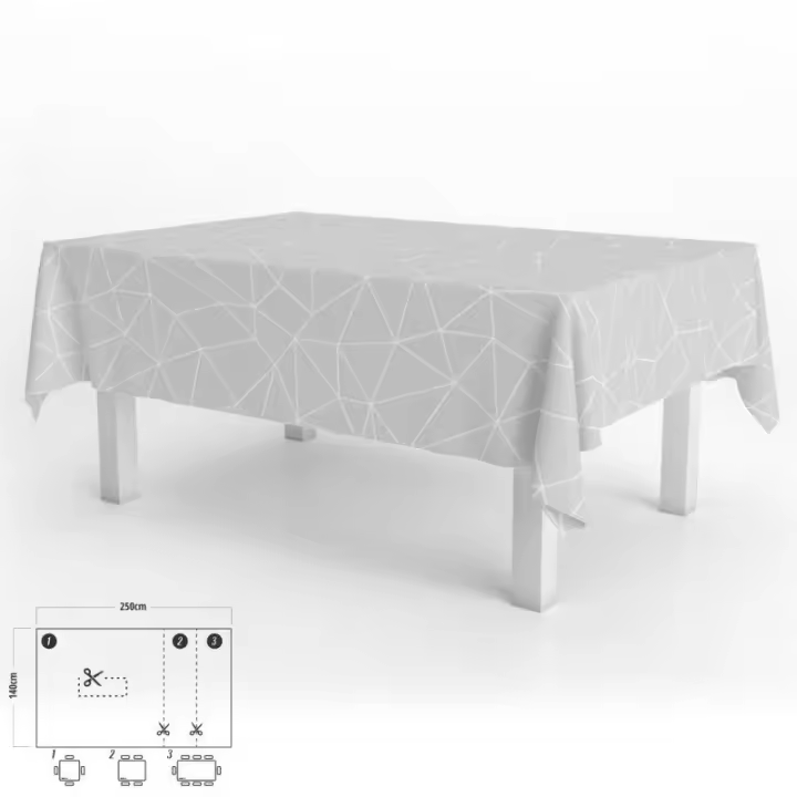 Oryx Mantel Antimanchas Hule Rectangular 140 X 250 Cm Geométrico Gris - Impermeable y Antideslizante - 1