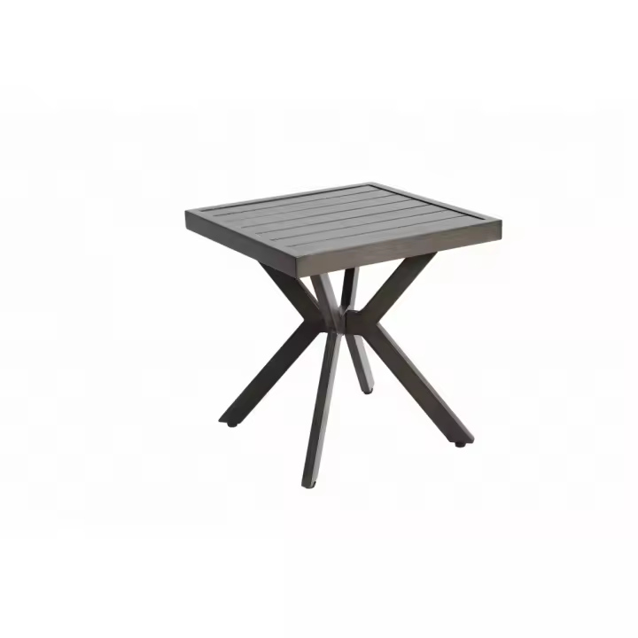 Mesa Auxiliar cuadrada de Aluminio de exterior para patio, Jardín, piscina, compañera de Interior, fácil de tener y resistente a la intemperie, gris oscuro - 1