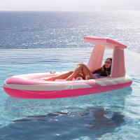 INTEX - Colchoneta hinchable Pink Paradise, 244x119x97 cm, con techo, asas resistentes de sujeción, cuerda de agarre y porta bebidas, diseño rosa, capacidad 1 persona máx. 100 kg, fabricada de vinilo resistente, incluye parche de reparación - details 1
