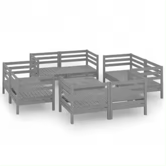 VIDAXL 3082434 conjunto para jardín con 9 piezas de mesa con sofás en madera de pino maciza color gris - 1