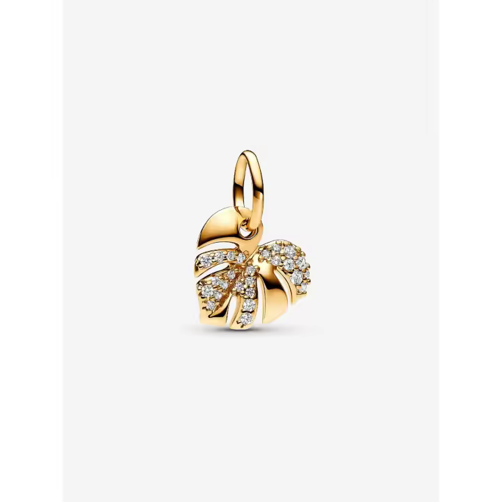 Pandora - Charm Colgante de hoja de Monstera brilliantly-Baño de Oro de 14K - 1