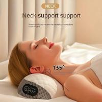 Cojín de masaje de espuma viscoelástica transpirable con calefacción y vibración, alimentado por USB, tracción elástica de cuello y cintura de 135° - details 3