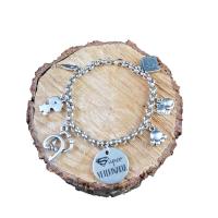 Pulsera de zamak bañada en plata profesiones SUPER VETERINARIA con colgantes . REGALO VETERINARIOS . - details 0