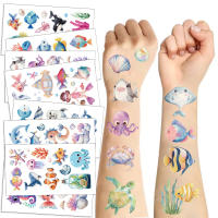 10 Hojas De Pegatinas De Tatuaje Temporal Con Animales Marinos Para Niños Impermeables Para Brazos Y Cuerpo Regalo De Juguetes - details 0