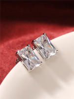 Pendientes De Estilo Cuadrado Huitan Para Mujer Con CZ Plata Versátiles Y Simples Accesorios De Joyería Moda Contratada - details 5