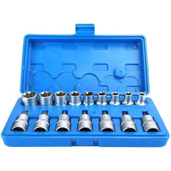 Juego de 16 llaves hexagonales de acero al cromo vanadio de 1/2 pulgada, juego de llaves hexagonales con manguito de estrella, tipo T, macho, tipo E, hembra, accesorios para herramientas de reparación - 1