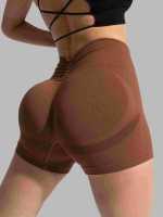 Pantalones De Yoga Para Mujer Cintura Alta Sin Costuras Secado Rápido Transpirables Shorts Deportivos Para Correr Y Fitness - details 7