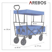 AREBOS Carro de Mano Plegable 70 Kg - Carrito Playa Techo - Barra Telescópica - Ruedas Giratorias 360° - details 7