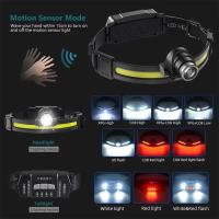 Linterna Frontal LED Potente Con Sensor XPE+COB 7 Modos Para Pesca Y Cazalampara De Corbata Recargable Con Batería 18650 - details 0