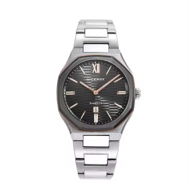 Reloj colección Laura Escanes caja de acero con doble bisel en Ip gris y rosa con cristal zafiro 10 atm y brazalete de acero con movimiento cuarzo - 1