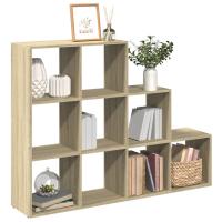 vidaXL Librería divisora 3 niveles madera negra 137,5x29x103,5 cm en color Negro/Marrón roble/Gris hormigón y más - details 3