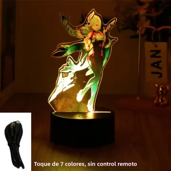 Lámpara 3D Anime Genshin Impact Luces Nocturnas LED Decorativas Toque Inteligente Para Dormitorio Regalo De San Valentín Decoración De Hogar - 1