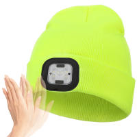 Gorro De Punto Negro Invierno Con Luz LED Recargable Por USB Sensor Sin Borde Lámpara De Cabeza Libre De Manos Regalo De Navidad - details 8