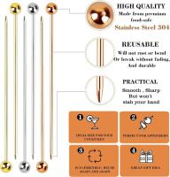 Juego De 12 Palillos De Cocktails Reutilizables De 4 Pulgadas En Acero Inoxidable Para Aperitivos Y Martinis Regalo Ideal - details 2