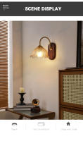 Lámpara De Pared Minimalista Nórdica Luz De Dormitorio Lámpara Retro Estadounidense Para Sala De Estar Pasillo Material De Madera Sólida Y Vidrio Transparente - details 16