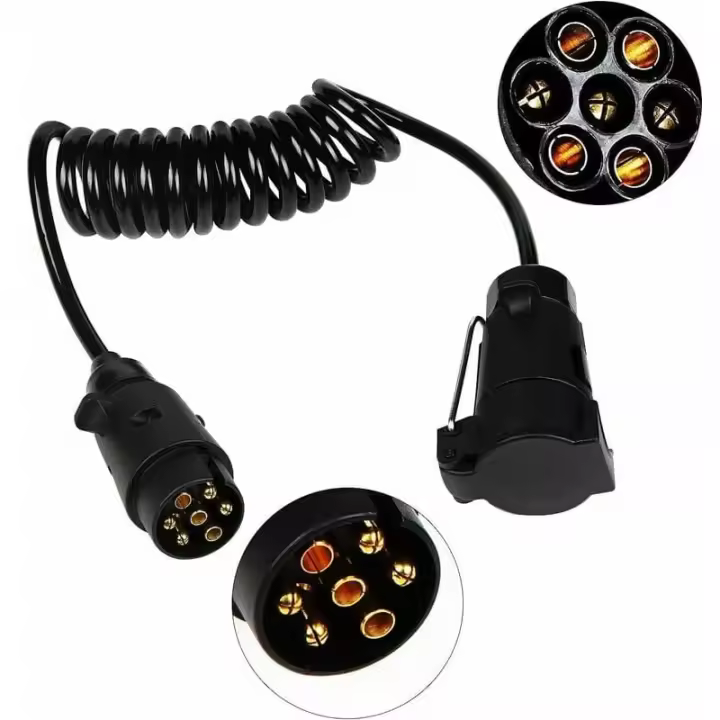 Cables de extensión para el remolque de 2M, Cable de extensión en Espiral para cable de enchufe de Caravana para vehículos - 1