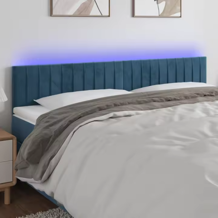 vidaXL Cabecero con LED de terciopelo marrón oscuro 160x5x78/88 cm - 1