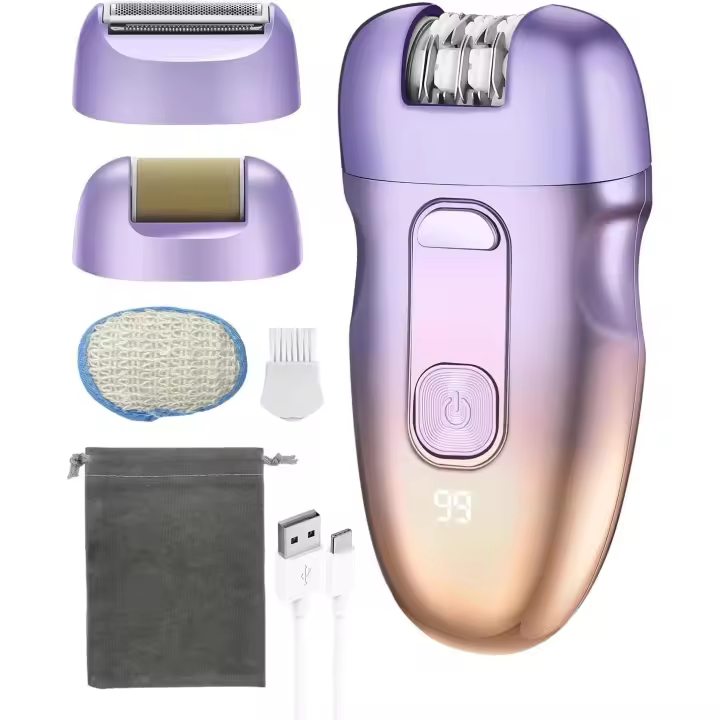 Depiladora eléctrica inalámbrica 3 en 1 para mujeres, facial, con cabezales intercambiables, IPX6 y LED, USB-C, resistente al agua, para piernas y axilas, depiladoras y accesorios. - 1