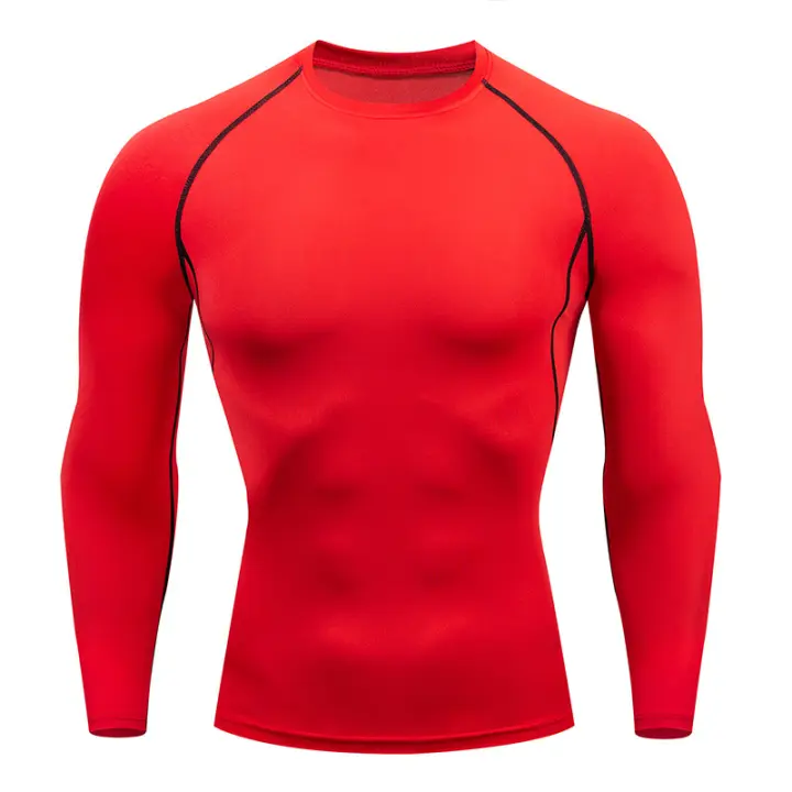 Camiseta De Gimnasio Para Hombre Dry Fit Alta Calidad MMA Fitness Running Compresión Transpirable Rashguard Primera Capa Deportiva - 1