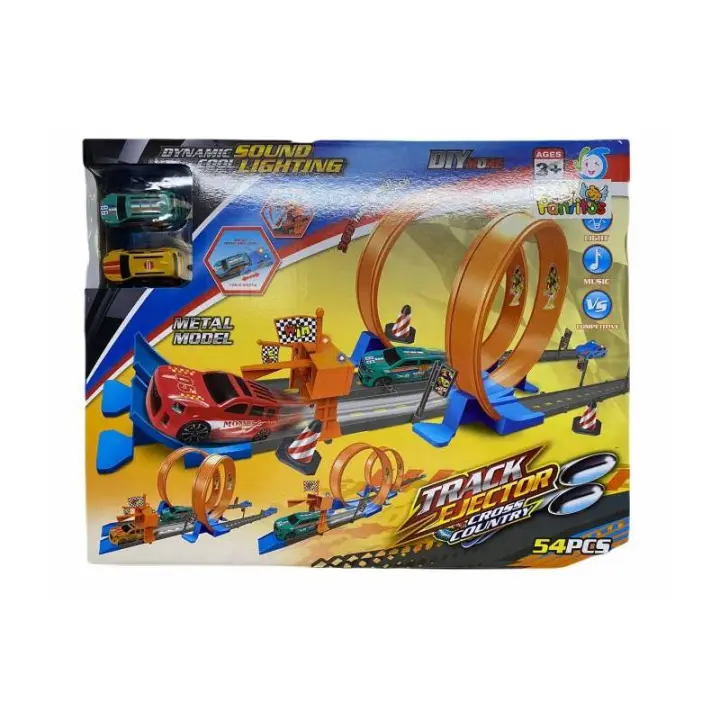 PISTA 2 LOOPING 2 VEHICULOS TRACK EJECTOR DE PANRITOS - 1