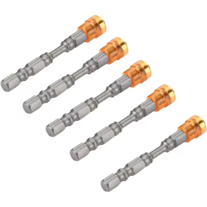 Puntas de destornillador, 5 piezas, 65 mm, adaptador de destornillador PH2 con cabeza de cruz magnética de acero S2, con imán y tope de profundidad + punta Ph2 (color) - 1