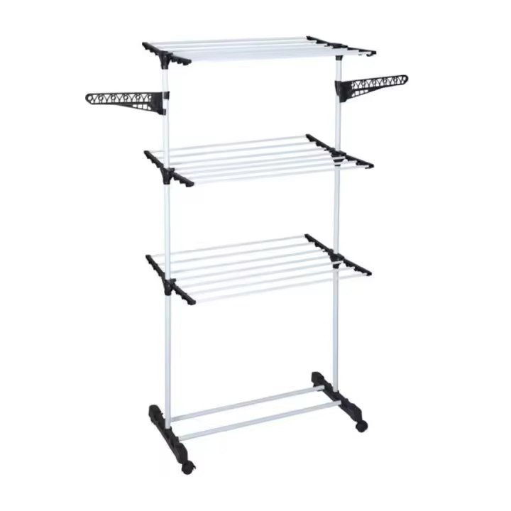 X-Tendedero de Ropa Vertical Plegable con Ruedas, Tendedero de 4 Niveles de Metal, Ideal para Interiores y Exteriores, Ahorra Espacio, Perchero de Ropa Portátil para Hogar, Balcón o Lavadero - 1