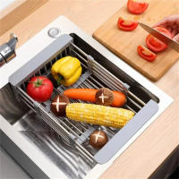 Engranajes Ajustables De Acero Inoxidable Para Cocina Organizador De Platos Y Verduras Rack De Secado Para Lavabo Extensible - details 6