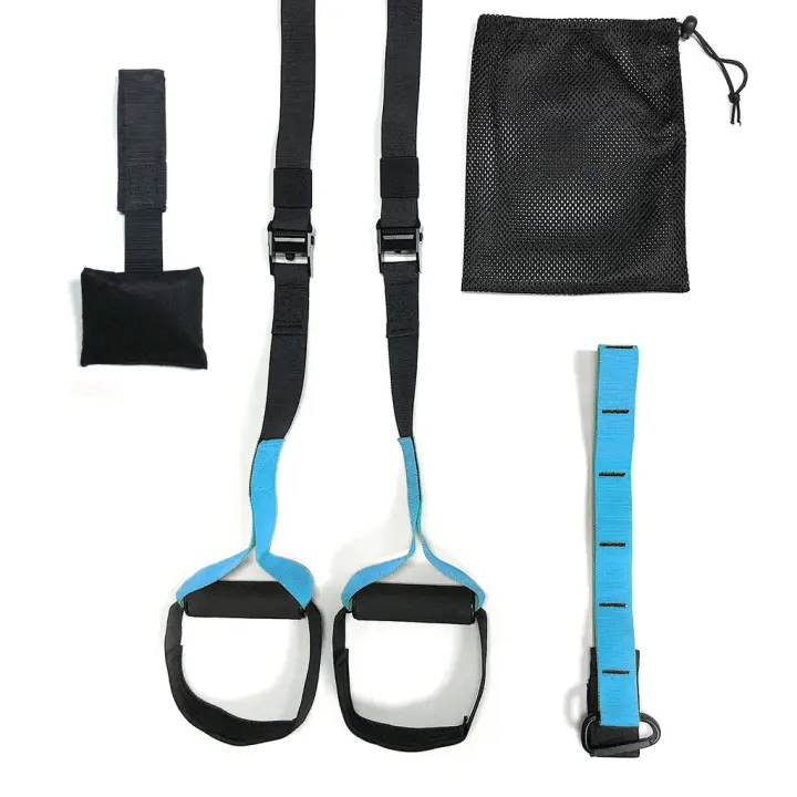 HxG Entrenamiento en Suspension Trainer o Training con Correas Ajustables de Carga hasta 500kg. Ideal para Ejercicios y Entrenamientos de Musculación. (Azul) - 1