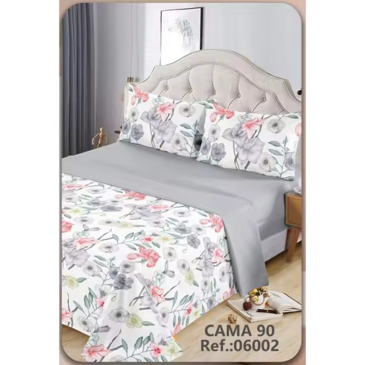 Juego de sábanas 3 piezas cama 90cm Color primavera - verano Estampado floral - 1