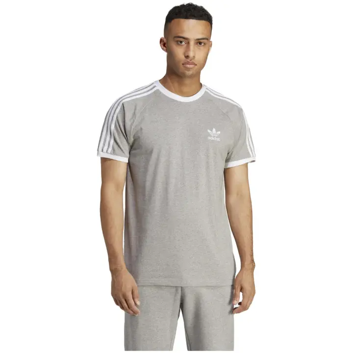 Camiseta de Manga Corta Adidas 3 Stripes para hombre en color gris - 1