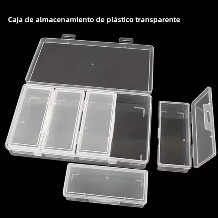 Juego De Cajas De Almacenamiento Rectangular De Plástico Transparente Y Portátil Con Tapa Abatible Para Manualidades Multifuncionales - 1