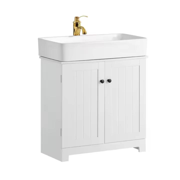SoBuy BZR18-W Armario Lavabo con Pie,Armario de Baño con 2 Estantes,60 x 30 x 60cm,ES - 1