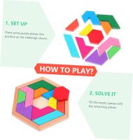 1 juego de bloques de construcción de rompecabezas, rompecabezas de formas de Tangram, rompecabezas de Tangram para adultos, bloques de patrones de Tangram, rompecabezas de Tangram, rompecabezas de madera coloridos - details 1