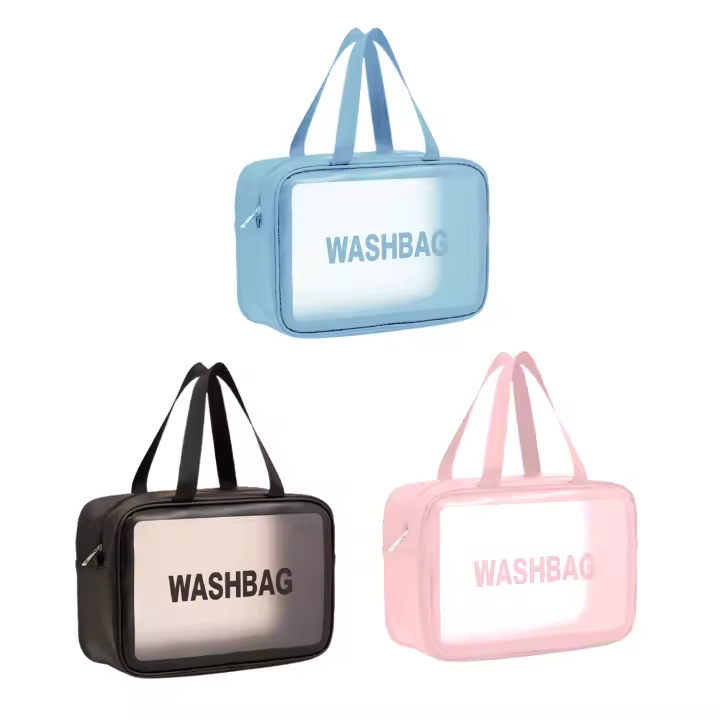 1-3 Uds Bolsas Neceser Transparente para Viaje, Neceser de Viaje para Maquillaje de PVC Portátil Organizador Cosmético con Cremallera, Estuche de Transporte para Mujer, Negocios,Baño - 1