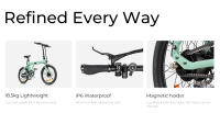ENGWE P20 Bicicleta eléctrica plegable, motor silencioso de 250W con sensor de par, batería de 36V 9.6A, neumáticos de 20*1.95'', velocidad máxima de 25km/h, alcance de 100km, frenos de disco hidráulicos, Prácticos accesorios gratuitos - Verde - details 8