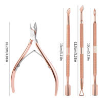 1/3pcs Doble Final De Acero Inoxidable Remover De Cutículas Para Pedicura Y Manicura Afilador De Uñas Y Cutículas Rosa Oro - details 6
