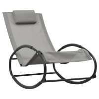 vidaXL Tumbona con almohada acero y textilene Negro, Gris, Crema Sillas de Exterior Ideal para jardín, playa, piscina, terraza Tumbona Piscina Tumbonas Playa Tumbonas Jardín Exterior - details 1