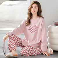 Conjunto De Pijamas Para Mujer Con Dibujos Animados Camiseta De Manga Larga Y Pantalones Dos Piezas Pijama De Noche Estilo Básico Talla Grande Para Otoño Y Primavera MOV - details 1