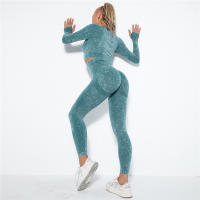 SSITO Conjunto de Yoga sin Costura para Mujer, trajes Deportivos para Fitness, ropa de Gimnasio, Top Short de manga Largo, camisas, Mallas para Corver High, pantalones de entrenamiento - details 25