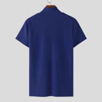 Camiseta De Hombre 2024 Knitted Vuelta En V Color Sólido Verano Estilo Casual Camiseta De Moda Streetwear Manga Corta Tallas S-5XL INCERUN - details 7