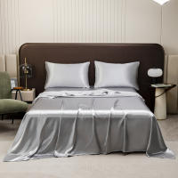 Protector De Sábanas De Lujo En Seda Hueso Lavable Y Antipolvo Para Cama Sin Almohadas Sábana Plana De Color Champán Suave Y Sólida - details 7