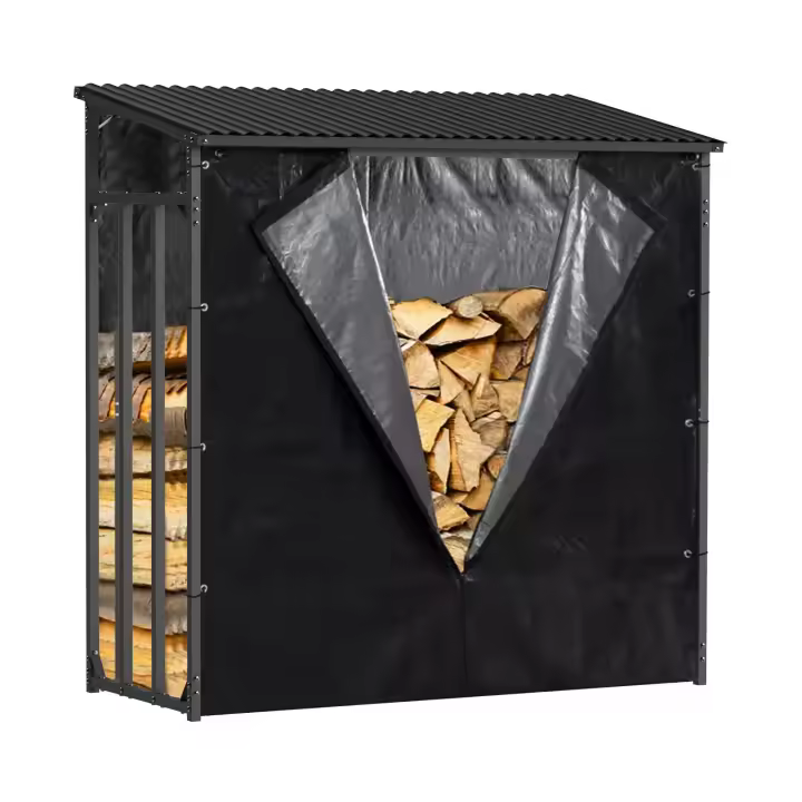 Gardiun Leñero Exterior Gardiun Wood Shed III 185x70x185cm Acero Galvanizado, Cubierta Impermeable, Lona Protectora y So - 1