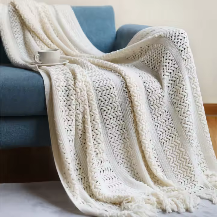 Manta de punto rústica para sofá, silla, cama, decoración del hogar, suave, cálida y acogedora, liviana, 127 x 180 cm/130 x 230 cm - 1