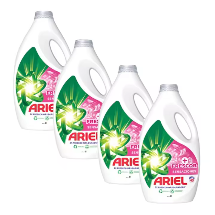 Ariel | Pack de Ariel Sensaciones Frescas Detergente Líquido, Limpieza profunda incluso en agua fría, con una frescura 2 veces más duradera 4x40 Lavados - 1