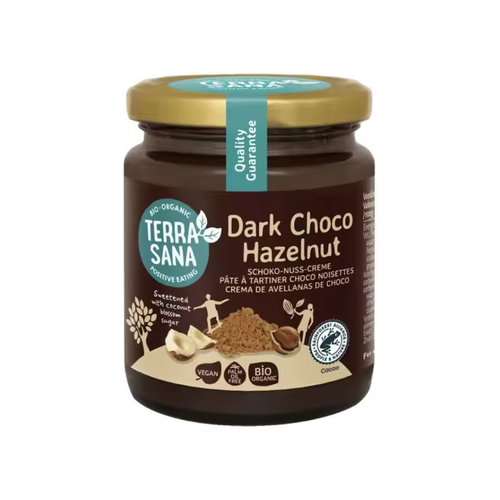 Crema de Cacao Negro y Avellanas Vegana y sin Aceite de Palma 250g - Terrasana - 1