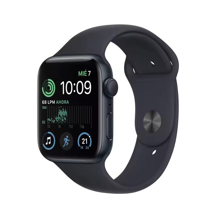 SMARTWATCH - Apple Watch SE de 2.ª generación GPS + Cellular Smartwatch con Caja de Aluminio en Medianoche de 44 mm y Correa Deportiva Medianoche - Talla M/L. Monitores de entreno y sueño y Resistencia al Agua - 1