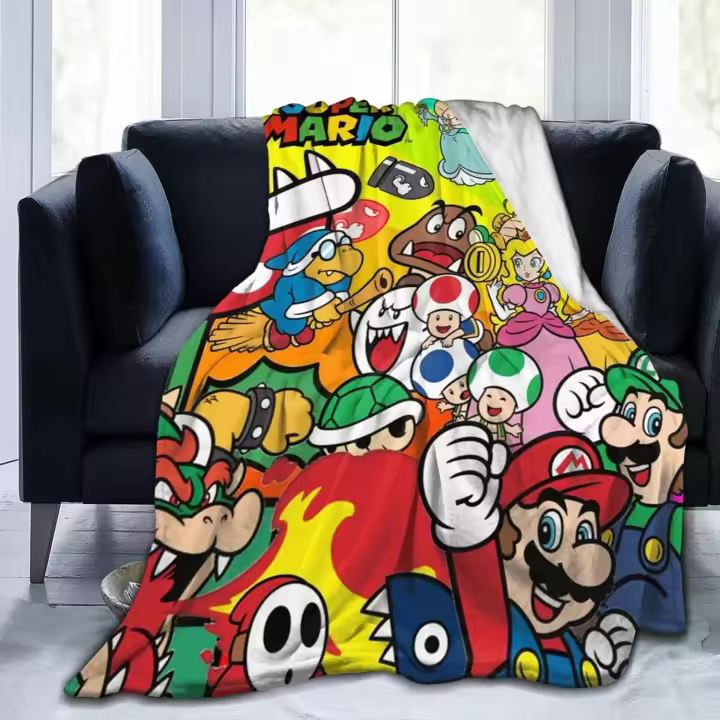 Manta de Super Mario de franela suave para niños y adolescentes, manta ligera para sofá de Anime, cama, dormitorio, regalo - 1