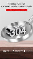 Sartén de freír 24/26/28cm Arce inoxidable 304 2mm Grueso wok pan 5 Capas Cocina profesional para Gas y inducción - details 0