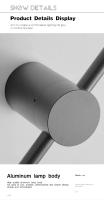 Lámpara De Pared LED Táctil Dimmable Para Pasillo Dormitorio Rotación 360° Luz De Interiores Farol De Pared Iluminación Doméstica Moderna Metal Negro Blanco - details 9