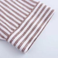 Camisa Asimétrica de Verano para Mujer – Estampado a Rayas, Mezcla de Lino, Mangas Anchas Rizadas, Cuello Versátil, Estilo Informal y Fresco - details 16